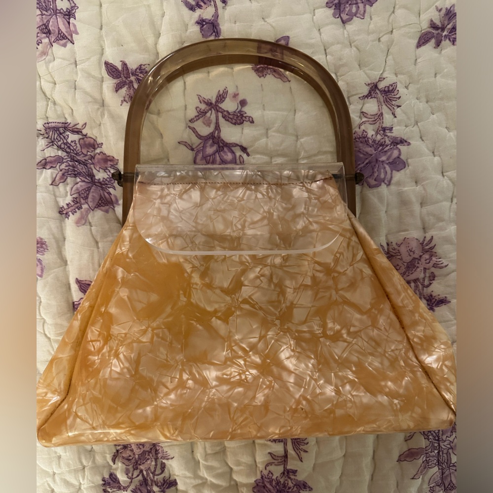 1950s Vinyl Purse with Lucite Handles